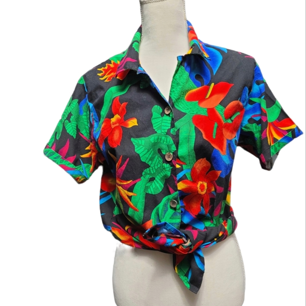 🍹🌴 Toucan Dance by Fast Lane vibrant tropical blouse